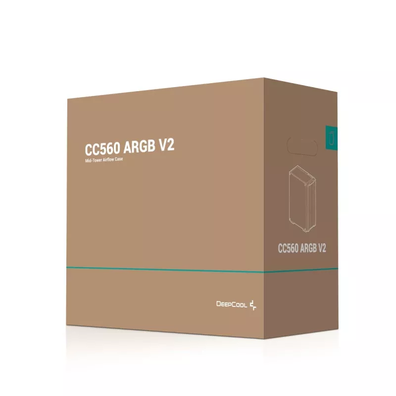 Caja para PC DeepCool CC560 ARGB V2 semitorre negra — ATX/Micro-ATX/Mini-ITX, cristal templado, aRGB, admite GPU de hasta 370 mm