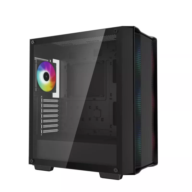 Caja para PC DeepCool CC560 ARGB V2 semitorre negra — ATX/Micro-ATX/Mini-ITX, cristal templado, aRGB, admite GPU de hasta 370 mm