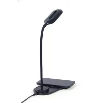 Lámpara de escritorio con cargador inalámbrico GEMBIRD, negra