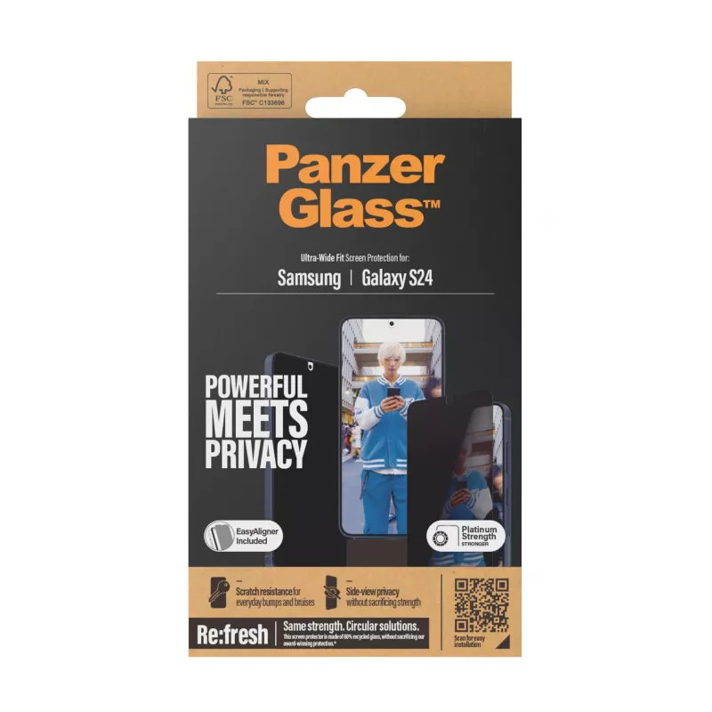 PanzerGlass ® Protector de pantalla de privacidad Samsung Galaxy S24 | Ultra-Wide Fit con EasyAligner
