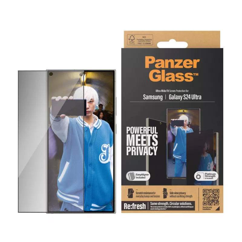 PanzerGlass ® Protector de pantalla de privacidad Samsung Galaxy S24 Ultra | Ultra-Wide Fit con EasyAligner