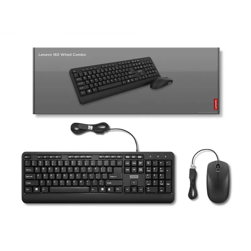 Lenovo 160 Teclado ratón incluido Home/Office USB US English negro