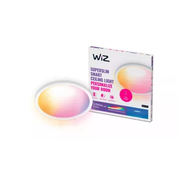 WiZ Superslim Ceiling 32 W, lámpara de techo inteligente, Wi-Fi/Bluetooth, blanca, Wi-Fi 4 (802.11n), 802.11b, 802.11g, LED, plástico