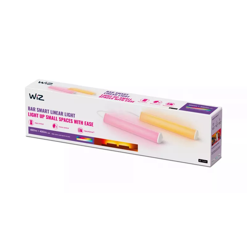 WiZ Smart WiFi Light Bar Dual lámparas de mesa, blanco ajustable y color, 2 unidades