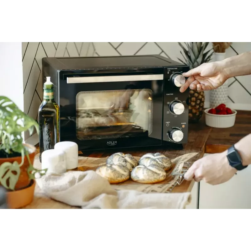 Horno de sobremesa eléctrico Adler AD 6024 — compacto, 22 l de capacidad, 1300 W, negro