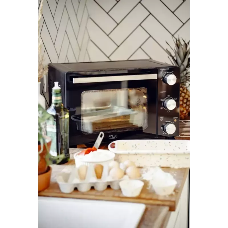 Horno de sobremesa eléctrico Adler AD 6024 — compacto, 22 l de capacidad, 1300 W, negro