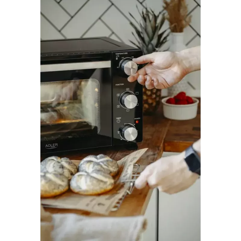 Horno de sobremesa eléctrico Adler AD 6024 — compacto, 22 l de capacidad, 1300 W, negro