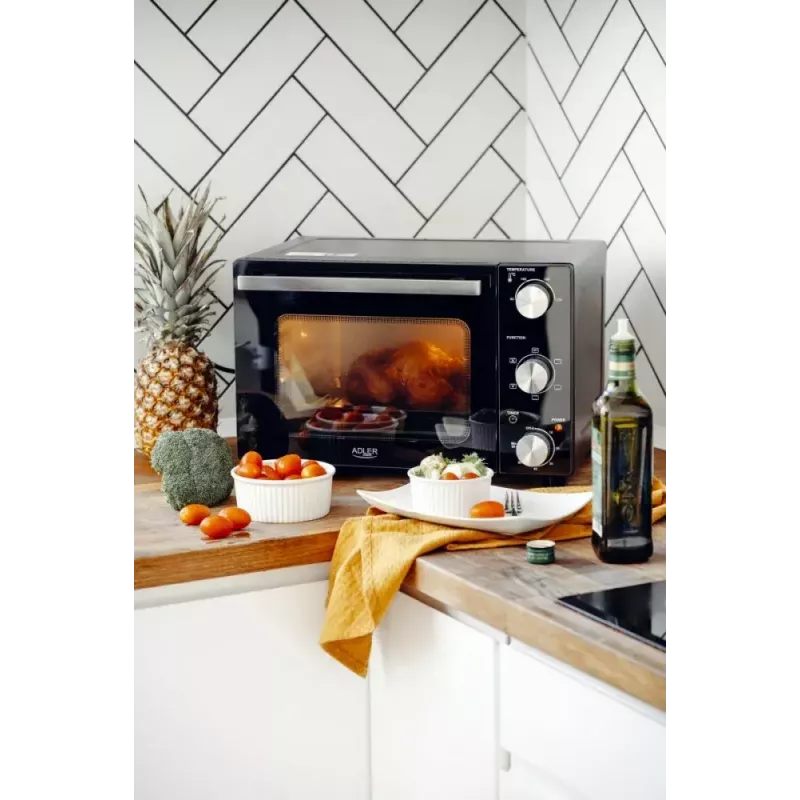Horno de sobremesa eléctrico Adler AD 6024 — compacto, 22 l de capacidad, 1300 W, negro