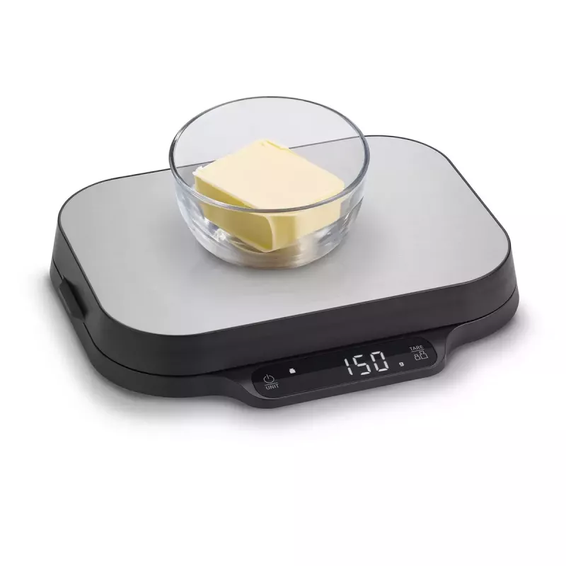 Báscula de cocina Caso KitchenDuo 03291 — báscula de cocina digital, acero inoxidable y negra, pantalla LED, capacidad 5 kg, función tara