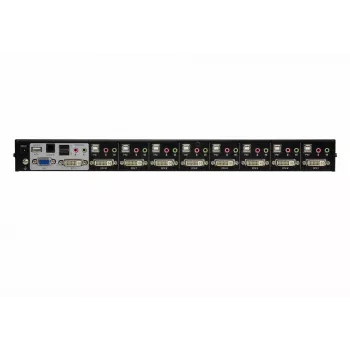 Conmutador KVM ATEN 8 puertos USB DVI con audio, 2048 x 1536 píxeles, QXGA, 4,53 W, negro