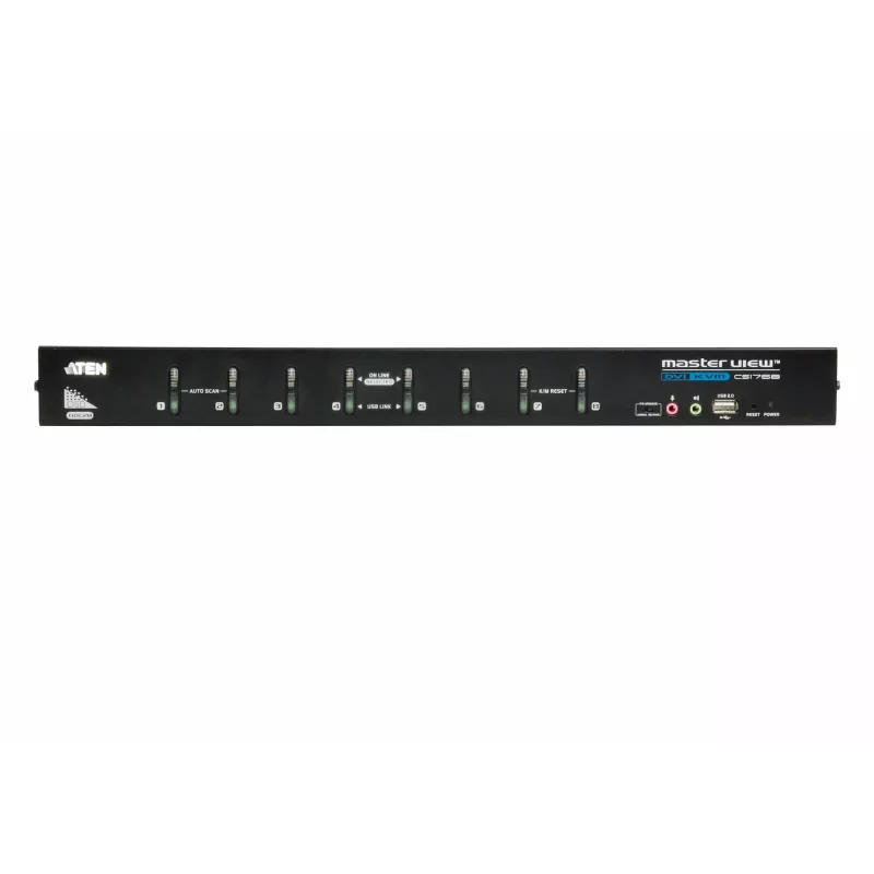 Conmutador KVM ATEN 8 puertos USB DVI con audio, 2048 x 1536 píxeles, QXGA, 4,53 W, negro
