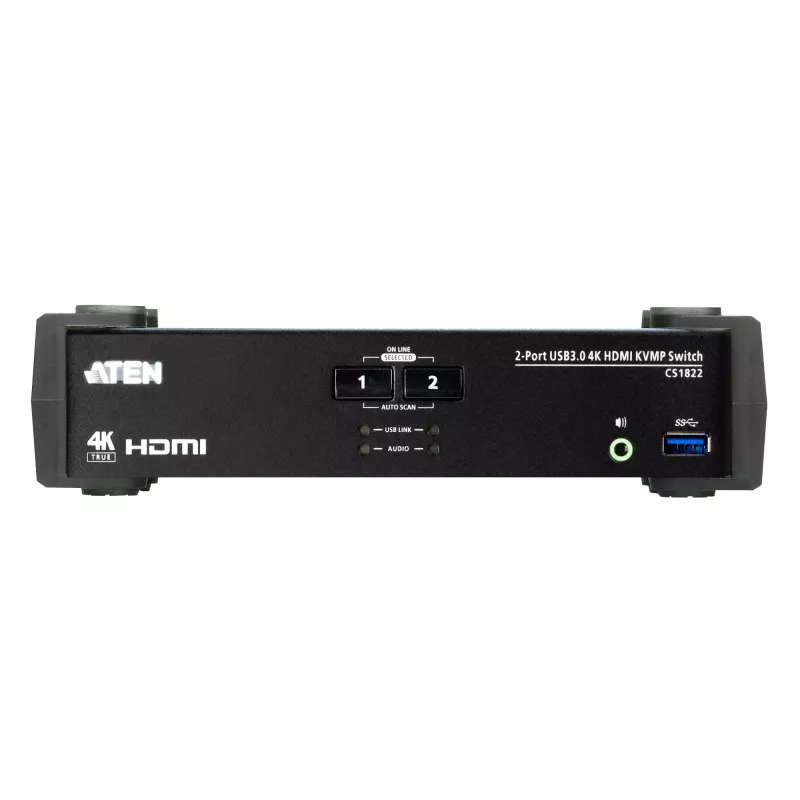 Conmutador KVMP™ ATEN 2 puertos USB 3.0 4K HDMI con modo mezclador de audio