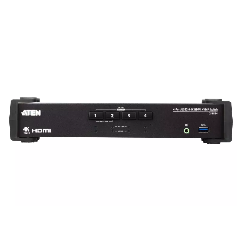 Conmutador KVMP™ ATEN 4 puertos USB 3.0 4K HDMI con modo mezclador de audio