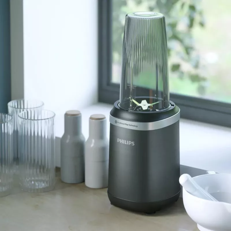 Batidora de mesa Philips 5000 Serie HR2766/00 — 1000 W, recipiente de 0,7 L, picadora de 0,3 L, negro/acero inoxidable