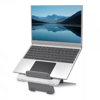 Fellowes soporte para portátil de escritorio - Breyta elevador de portátil ajustable para hogar y oficina - soporte portátil con 12 niveles de altura - tamaño máx. de portátil 14 pulgadas, peso máx. 4 kg - blanco
