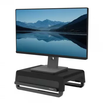 Fellowes soporte para monitor de ordenador con 3 niveles de altura - Breyta elevador de monitor con gestión de cables - soporte de monitor ergonómico y ajustable para ordenador - peso máx. 15 kg - negro