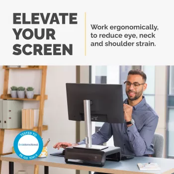 Fellowes soporte para monitor de ordenador con 3 niveles de altura - Breyta elevador de monitor con gestión de cables - soporte de monitor ergonómico y ajustable para ordenador - peso máx. 15 kg - negro