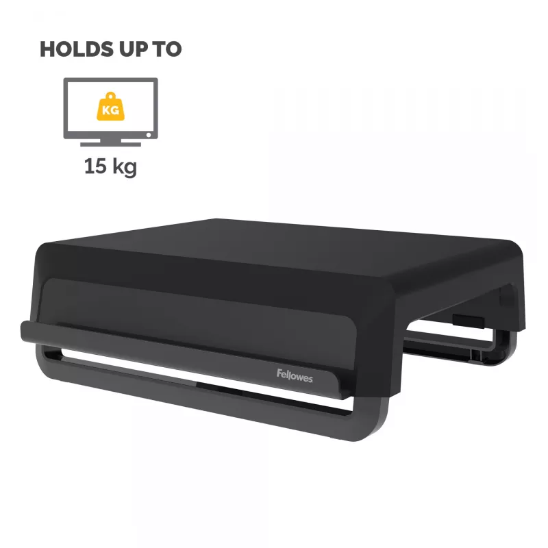 Fellowes soporte para monitor de ordenador con 3 niveles de altura - Breyta elevador de monitor con gestión de cables - soporte de monitor ergonómico y ajustable para ordenador - peso máx. 15 kg - negro