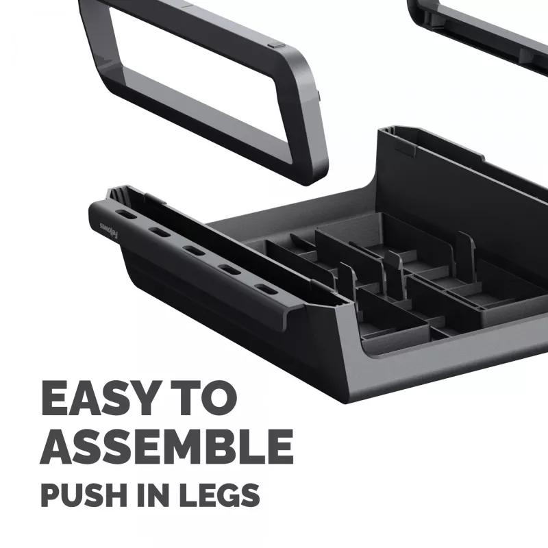 Fellowes soporte para monitor de ordenador con 3 niveles de altura - Breyta elevador de monitor con gestión de cables - soporte de monitor ergonómico y ajustable para ordenador - peso máx. 15 kg - negro