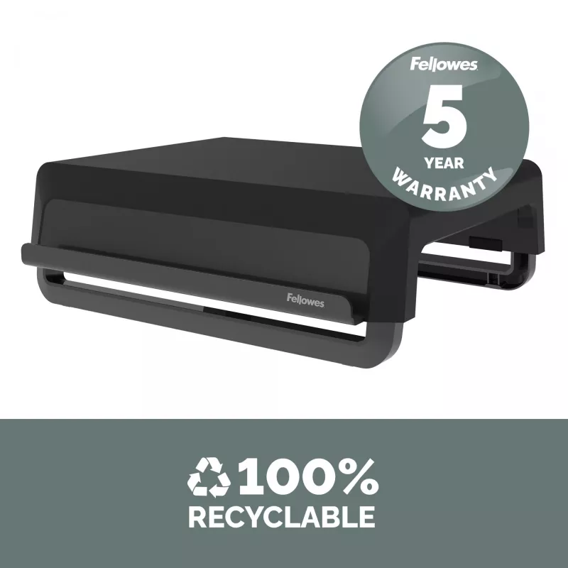Fellowes soporte para monitor de ordenador con 3 niveles de altura - Breyta elevador de monitor con gestión de cables - soporte de monitor ergonómico y ajustable para ordenador - peso máx. 15 kg - negro