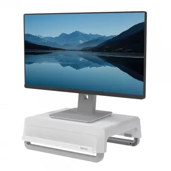 Fellowes soporte para monitor de ordenador con 3 niveles de altura - Breyta elevador de monitor con gestión de cables - soporte de monitor ergonómico y ajustable para ordenador - capacidad máx. 15 kg - blanco