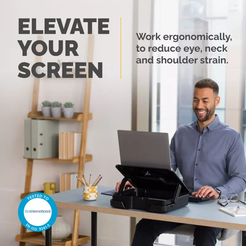Fellowes funda para portátil con soporte integrado - Breyta funda para portátil con cierre para trabajo híbrido y portátiles de hasta 14 pulgadas/4 kg - negra