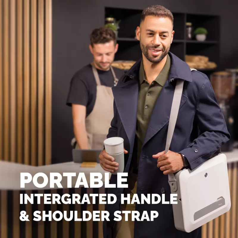 Fellowes funda para portátil con soporte integrado – Breyta funda para portátil con cierre para trabajo híbrido y portátiles de hasta 14 pulgadas/4 kg – blanca