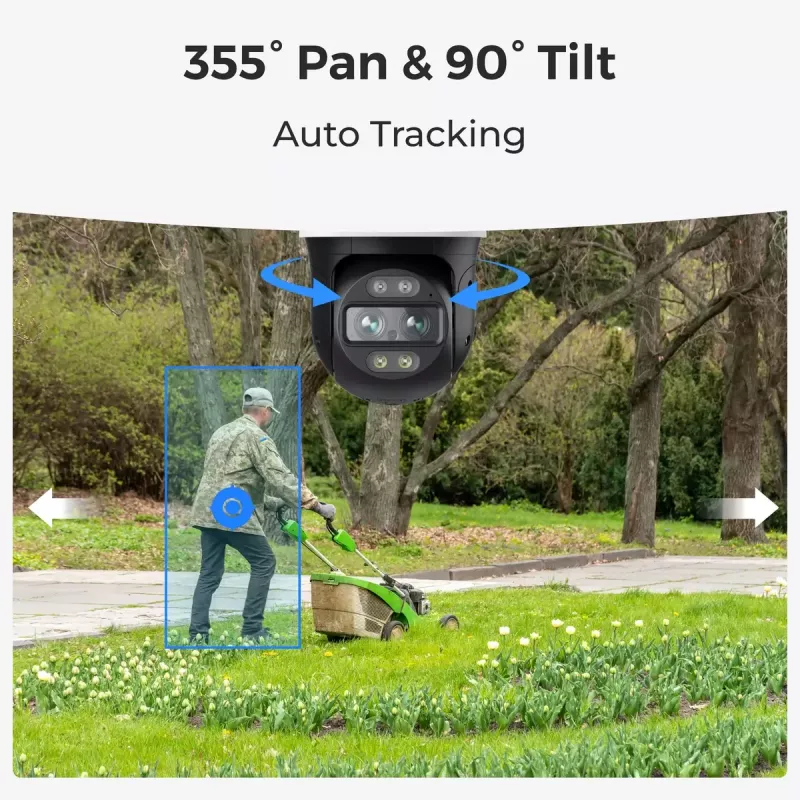 Cámara de vigilancia IP Reolink TrackMix W760 4K, 8 MP, 3840×2160, Wi‑Fi y Ethernet, PTZ (355° giro, 90° inclinación), visión nocturna 30 m, IP65
