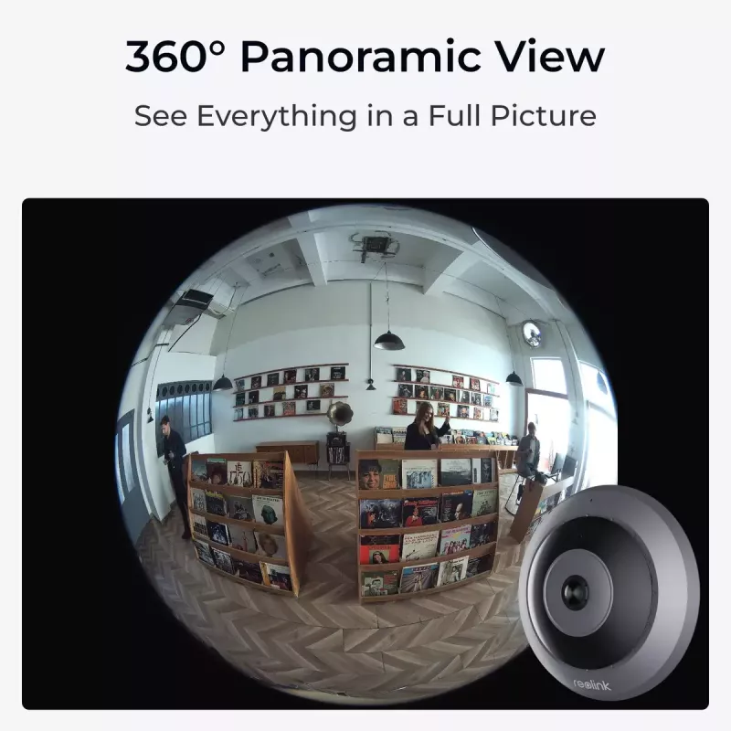 Cámara de seguridad IP Reolink Fisheye P520 6MP domo, 2560×2560, 180° fisheye, PoE/DC, microSD hasta 256 GB
