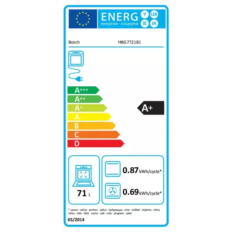 Horno empotrable Bosch Serie 8 HBG7721B1 — eléctrico, 71 L, autolimpieza pirolítica, control táctil, Wi‑Fi, lámpara halógena, negro
