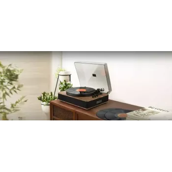 Tocadiscos Muse MT-107 BTO — tocadiscos automático con 2 altavoces, 33/45 rpm, 10 W RMS, conexión de auriculares de 2,5 mm