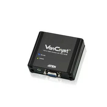 ATEN convertidor de audio/vídeo VGA a HDMI, negro, metal, 1920 x 1080 píxeles, 1920 x 1080 píxeles, 1080p, 16:9