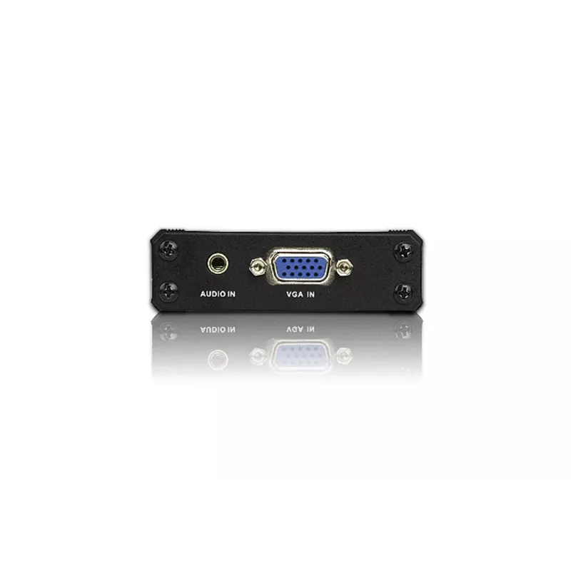 ATEN convertidor de audio/vídeo VGA a HDMI, negro, metal, 1920 x 1080 píxeles, 1920 x 1080 píxeles, 1080p, 16:9