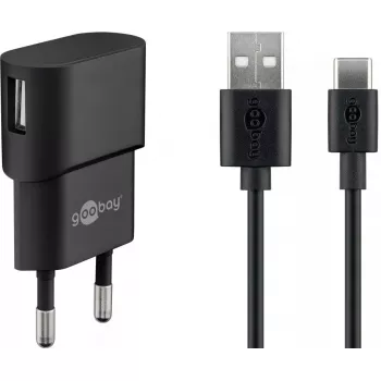 Cargador de interior GOOBAY 45298 – USB universal 5V 1m, AC 100–240V, 5 W, negro