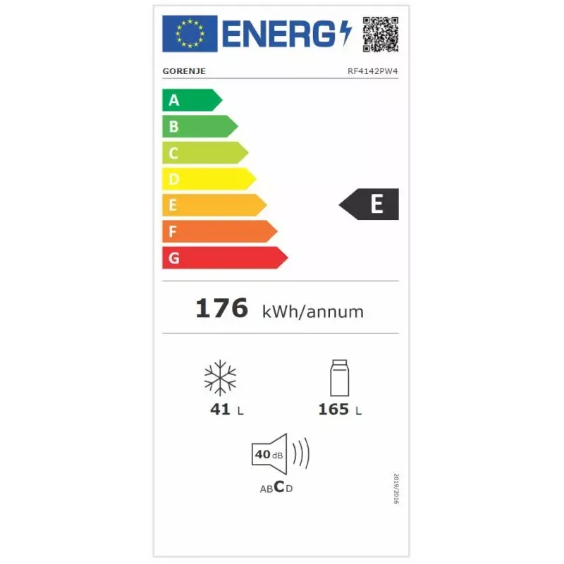 Frigorífico independiente Gorenje RF4142PW4, total 206 L, frigorífico 165 L, congelador 41 L, blanco