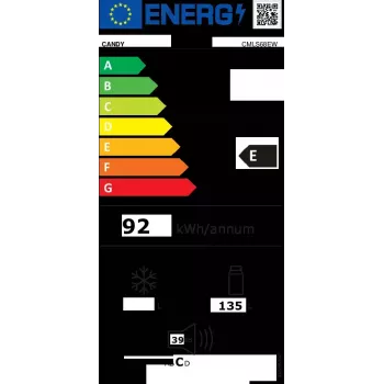 Frigorífico integrable CANDY CMLS68EW — 135 L netos, refrigeración estática, mando giratorio, puerta con bisagra a la derecha, 39 dB, clase energética E