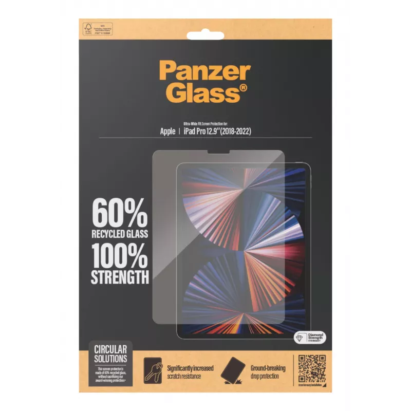 PanzerGlass® Lámina protectora de pantalla iPad Pro 12,9'' (2018, 2020, 2021, 2022) | Ultra-Wide Fit