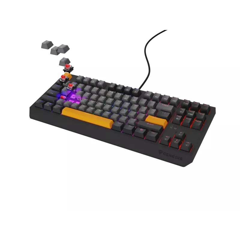 Genesis Thor 230 TKL teclado mecánico gaming con cable, US, Anchor Gray Negative, Outemu Red