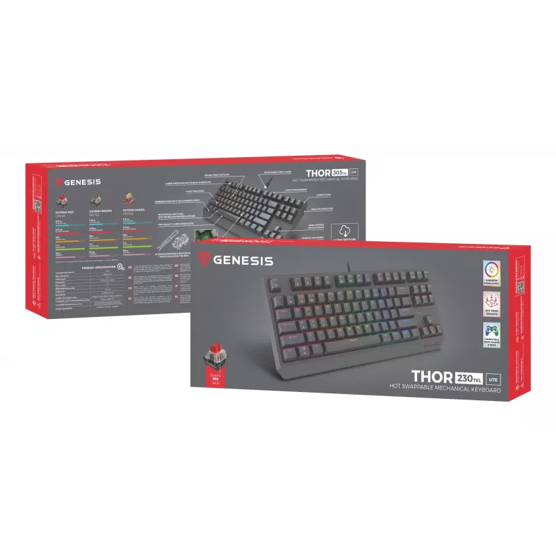 GENESIS Thor 230 TKL Lite Teclado Gaming USB QWERTY Inglés Negro