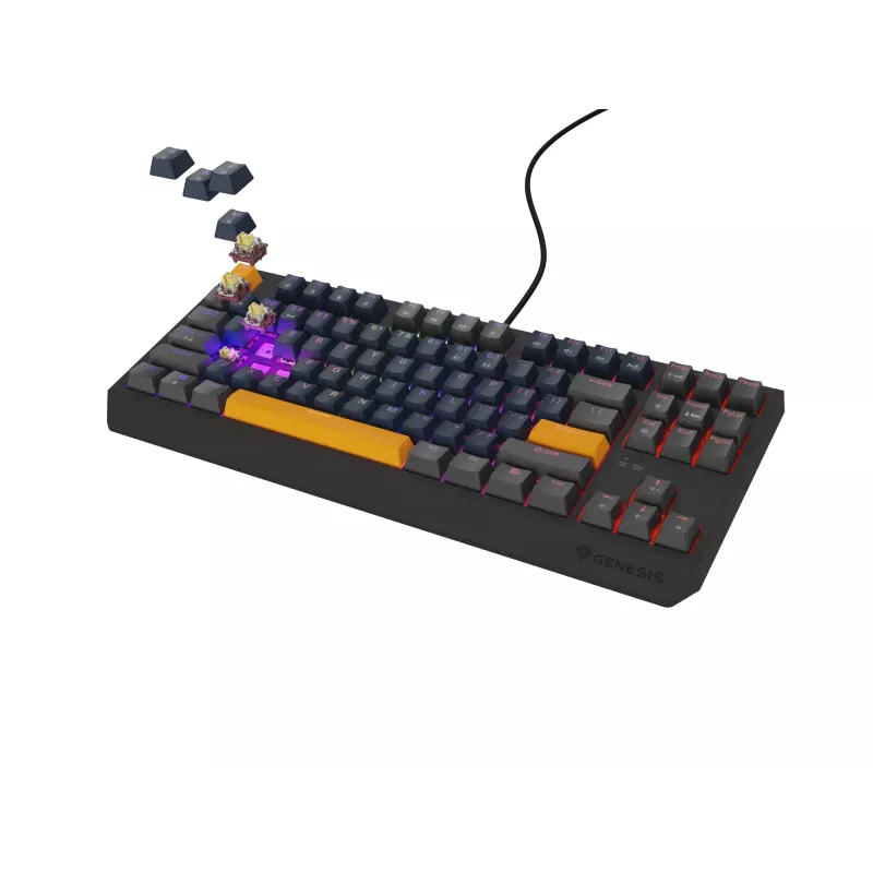 GENESIS THOR 230 TKL Teclado Gaming USB + RF Inalámbrico + Bluetooth QWERTY Negro, Azul, Gris, Naranja