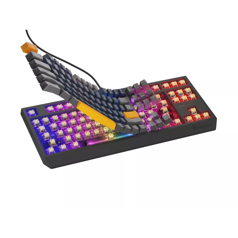 GENESIS THOR 230 TKL Teclado Gaming USB + RF Inalámbrico + Bluetooth QWERTY Negro, Azul, Gris, Naranja