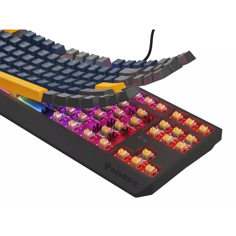 GENESIS THOR 230 TKL Teclado Gaming USB + RF Inalámbrico + Bluetooth QWERTY Negro, Azul, Gris, Naranja
