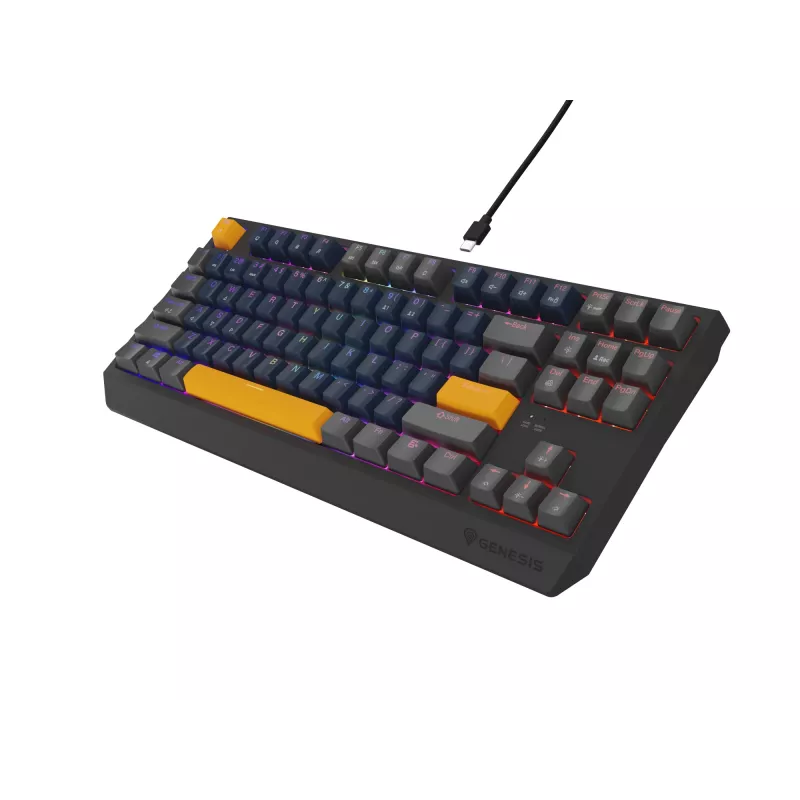 GENESIS THOR 230 TKL Teclado Gaming USB + RF Inalámbrico + Bluetooth QWERTY Negro, Azul, Gris, Naranja