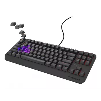 Teclado gaming mecánico Genesis Thor 230 TKL — Tenkeyless, US QWERTY, interruptores Outemu Brown, RGB, 1000 Hz, USB