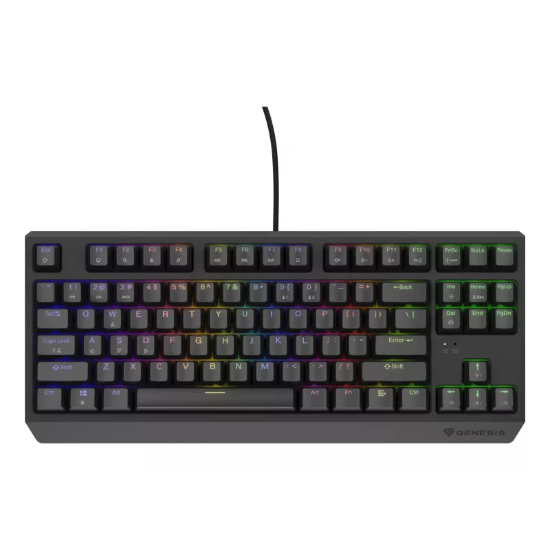 Teclado gaming mecánico Genesis Thor 230 TKL — Tenkeyless, US QWERTY, interruptores Outemu Brown, RGB, 1000 Hz, USB