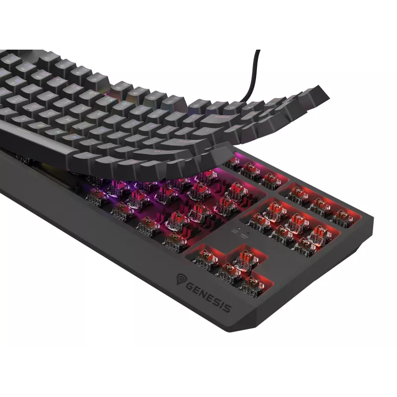 Teclado gaming mecánico Genesis Thor 230 TKL — Tenkeyless, US QWERTY, interruptores Outemu Brown, RGB, 1000 Hz, USB