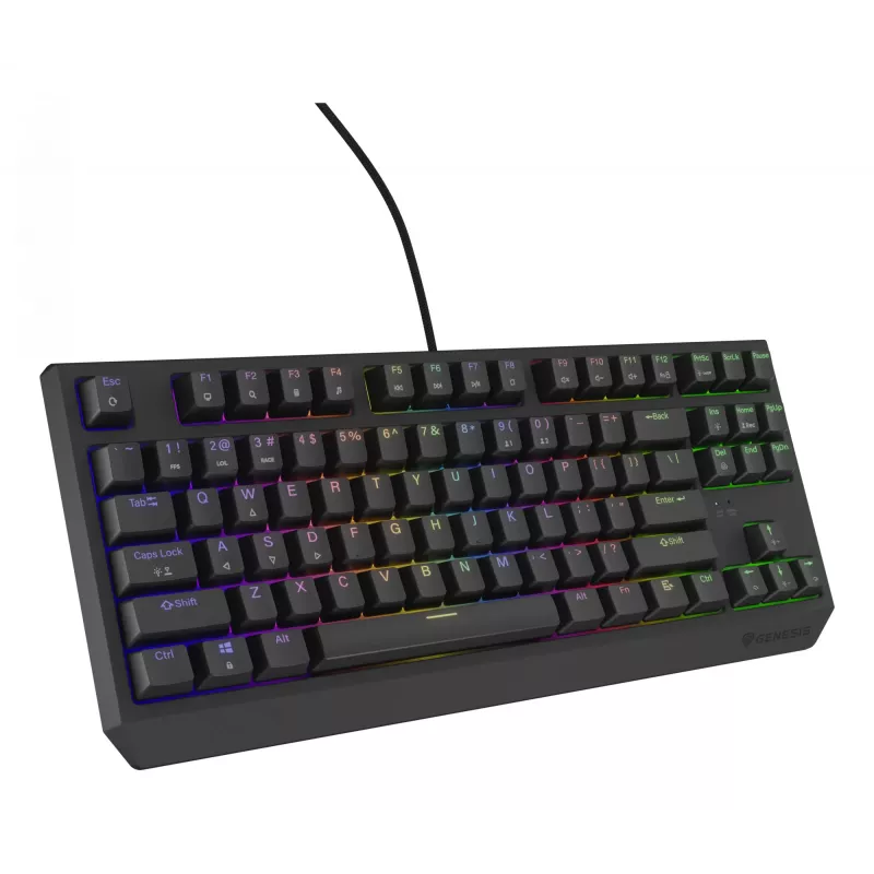 Teclado gaming mecánico Genesis Thor 230 TKL — Tenkeyless, US QWERTY, interruptores Outemu Brown, RGB, 1000 Hz, USB