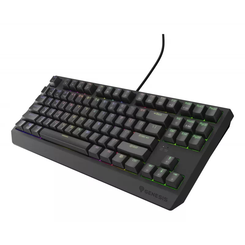 Teclado gaming mecánico Genesis Thor 230 TKL — Tenkeyless, US QWERTY, interruptores Outemu Brown, RGB, 1000 Hz, USB