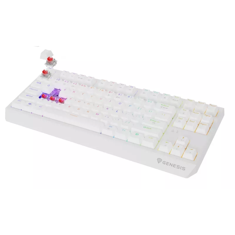 Teclado gaming tenkeyless GENESIS Thor 230 TKL — USB, RF Wireless, Bluetooth, QWERTY, blanco