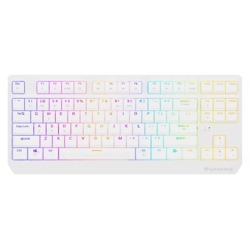 Teclado gaming tenkeyless GENESIS Thor 230 TKL — USB, RF Wireless, Bluetooth, QWERTY, blanco